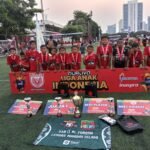 Para pemain SSB SD IT Al Furqon Kabupaten Musirawas sumatera selatan berfose saat menjuarai Liga Anak Indonesia Seri Nasional tahun 2025 di jakarta 1- 4 juli 2025 di lapangan sepakbola Jakarta Pancoran Soccer Field./foto kurnia sandi